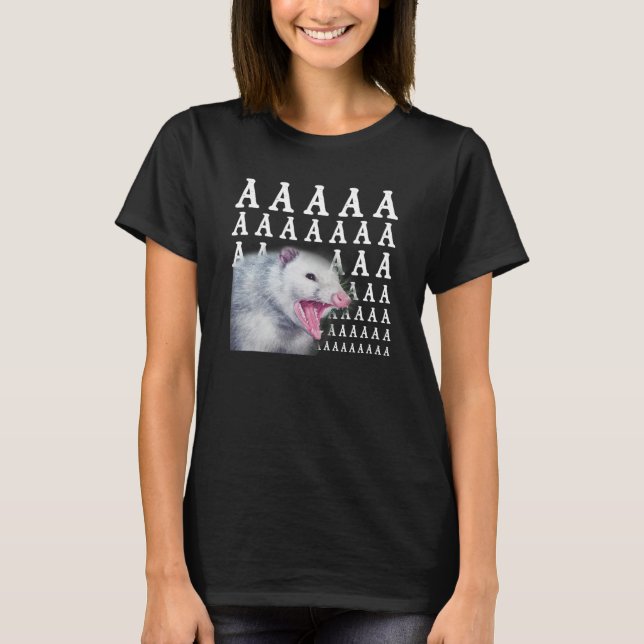 Camiseta Possum Gritando Aaaa Opossum Fofo Meme (Frente)