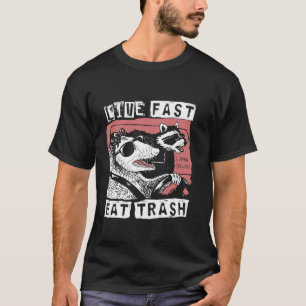 Camiseta Possum Guaxinim Divertido Vive Rápido Come Lixo Ru