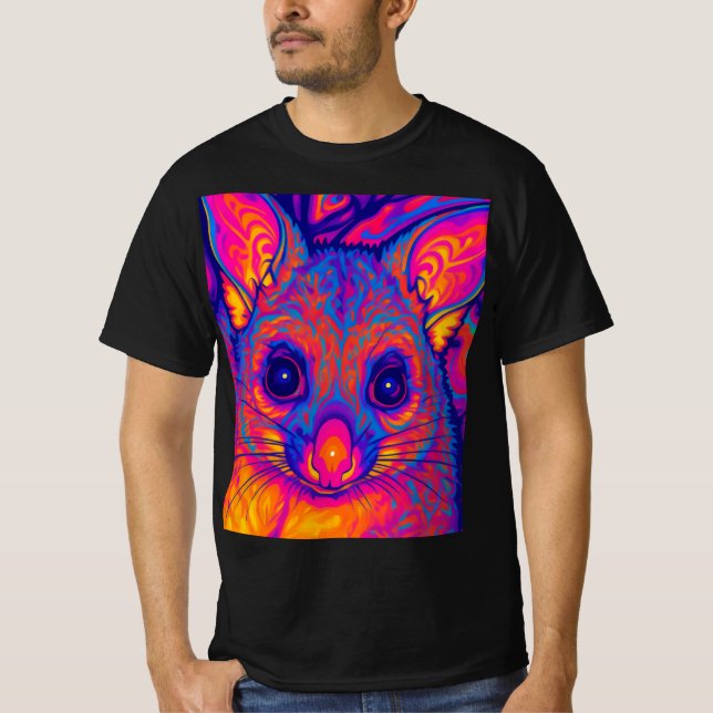 Camiseta possums australiano de cauda peluda psicodélico (Frente)