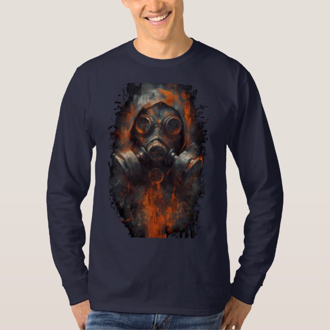 Camiseta Post-Apocalyptic Gas Mask Industrial Long Sleeve (Frente)