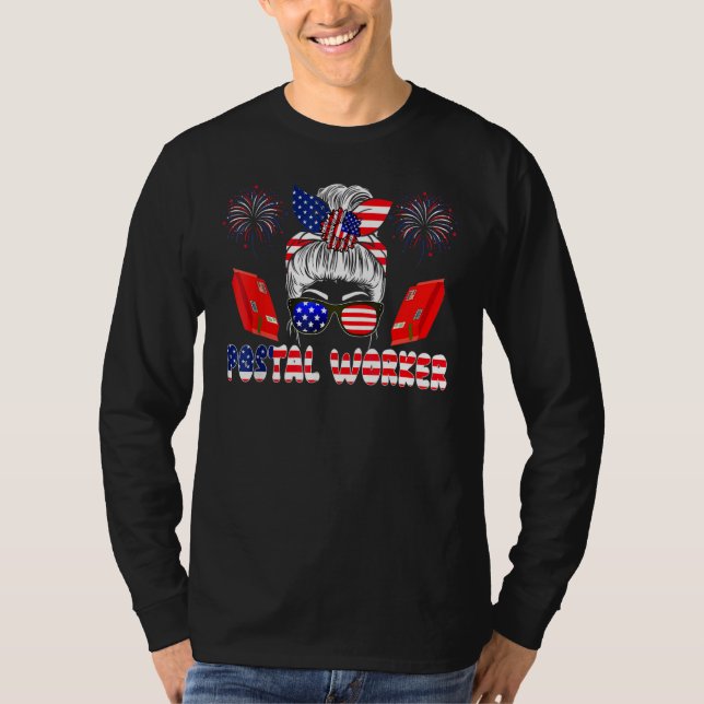 Camiseta Postal Worker 4th Of July Woman Bow Tie American F (Frente)
