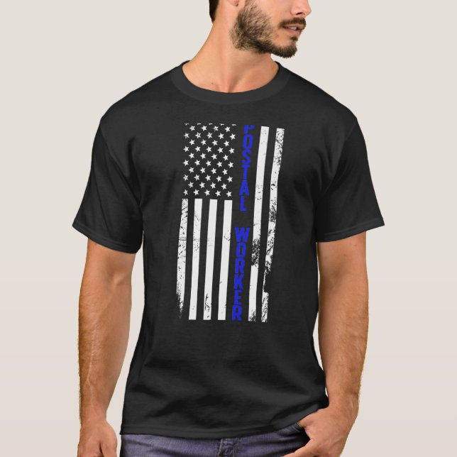 Camiseta Postal Worker US Flag Postman Mail Carrier Mailman (Frente)