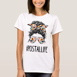 Camiseta Postallife Messy Bun Mail Carrier Mães do Empregad