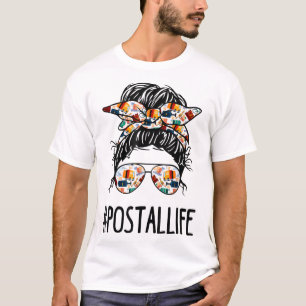 Camiseta Postallife Messy Bun Mail Carrier Mães do Empregad