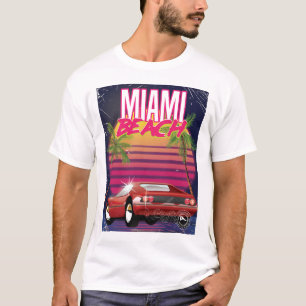 Camiseta poster das viagens vintage de Miami Beach, florida