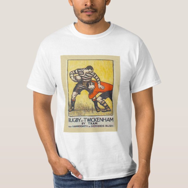 Camiseta Poster das viagens vintage, rugby em Twickenham (Frente)