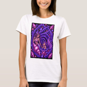 Camiseta Pôster de Arte do Duo de Sereias Fantasia Roxa Son