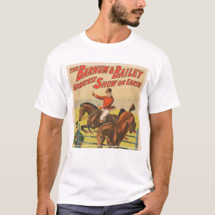 Camiseta Poster de Circo De 2 Pôs Pulando Sobre Um Obstácul