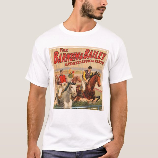 Camiseta Poster de Circo De Macacos Em Cavalos Saltando Uma (Frente)