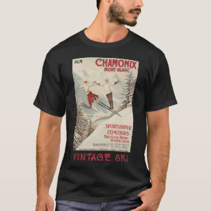 Camiseta Poster de Esqui Francês Chamonix Mont Blanc Vintag
