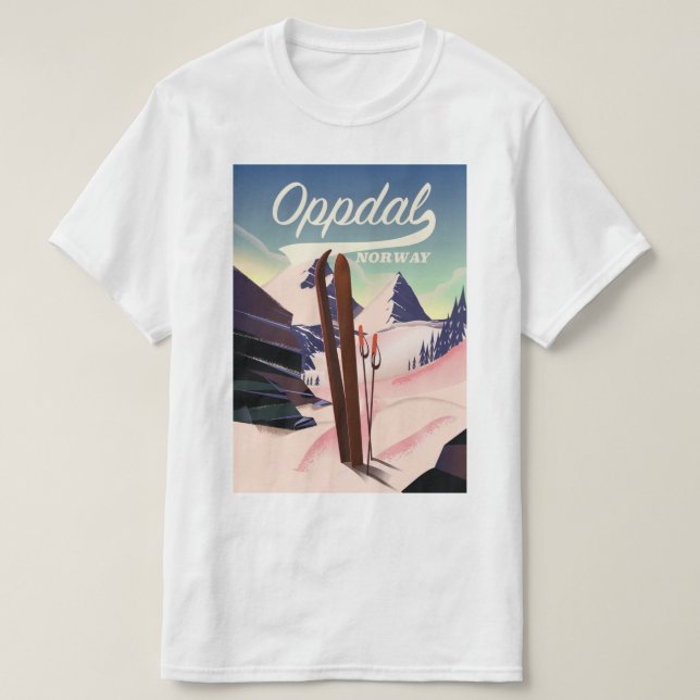Camiseta Poster de esqui Oppdal norway. (Frente do Design)