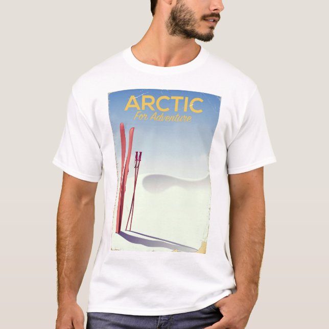 Camiseta Poster de exploração da aventura de esqui no Ártic (Frente)