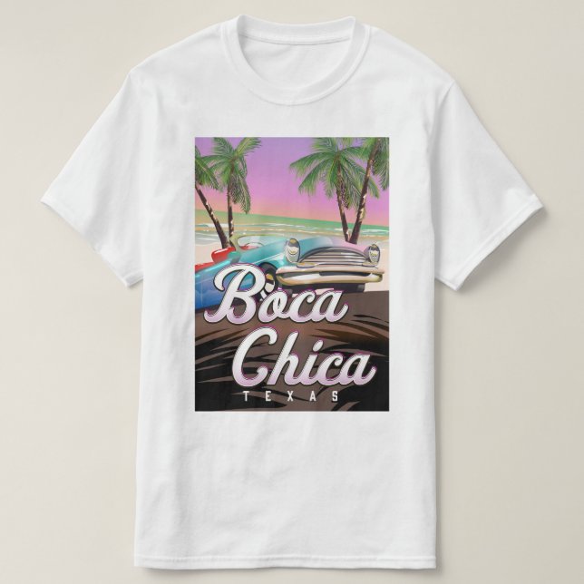 Camiseta Poster de férias da Boca Chica Texas (Frente do Design)