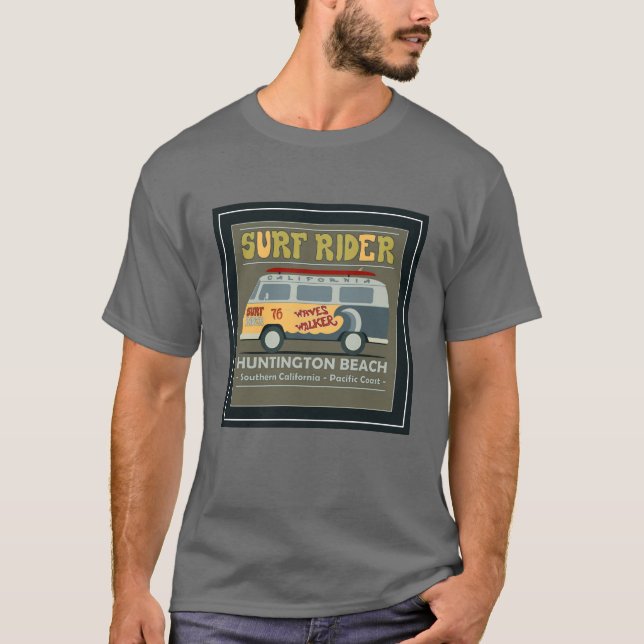 Camiseta Poster de Huntington Beach do cavaleiro do surf (Frente)