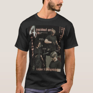 Camiseta Pôster de Personagem Leon Kennedy garoto césio