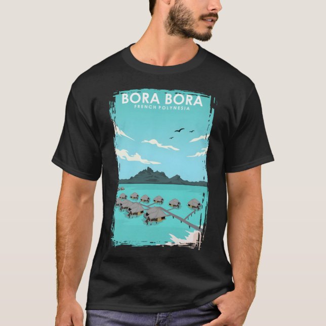 Camiseta Poster de viagens Bora Bora (Frente)