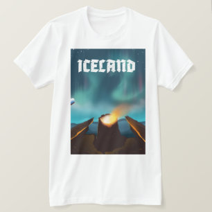 Camiseta Poster de viagens da Islândia aurora borealis
