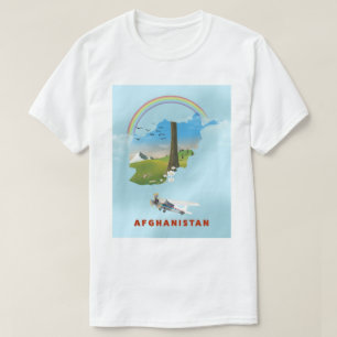 Camiseta Poster de viagens da paisagem do mapa do Afeganist
