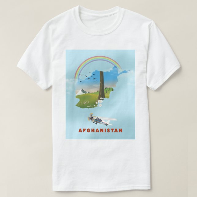 Camiseta Poster de viagens da paisagem do mapa do Afeganist (Frente do Design)
