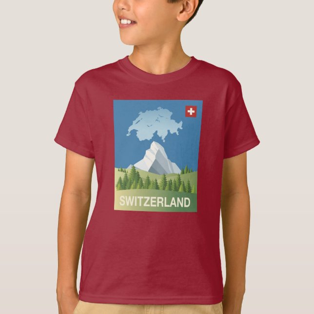 Camiseta Poster de viagens da suiça (Frente)