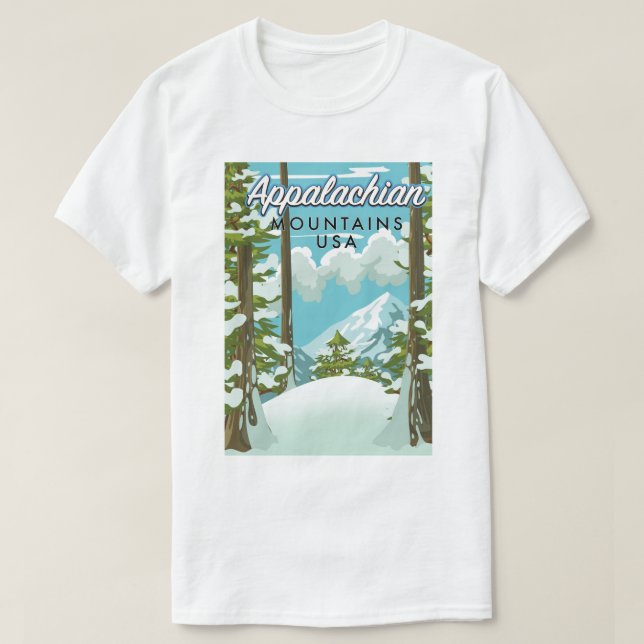 Camiseta Poster de viagens das Montanhas Appalachian (Frente do Design)