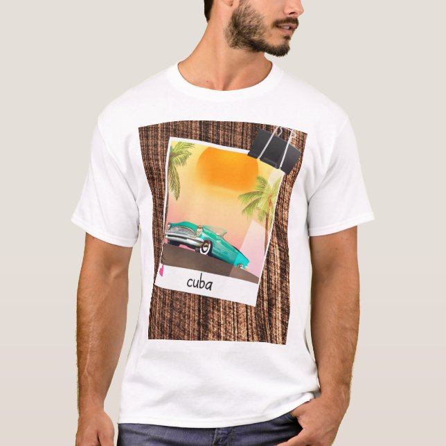 Camiseta Poster de viagens de carro vintage cubano. (Frente)