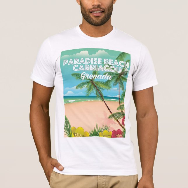 Camiseta Poster de viagens de carruagem de praia do Paraíso (Frente)