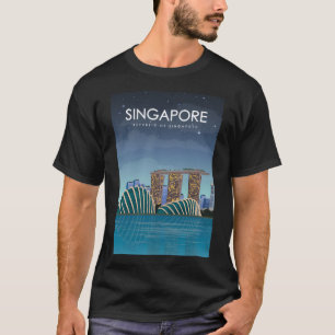 Camiseta Poster de viagens de Cingapura à Noite