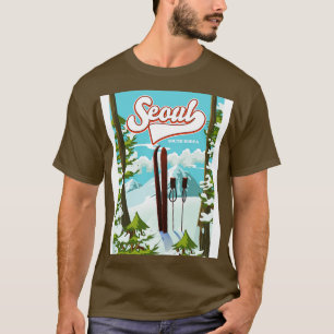 Camiseta Poster de viagens de esqui de Seul Coreia do Sul
