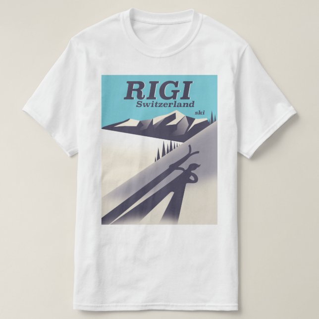 Camiseta Poster de viagens de esqui de Suiça Rigi (Frente do Design)