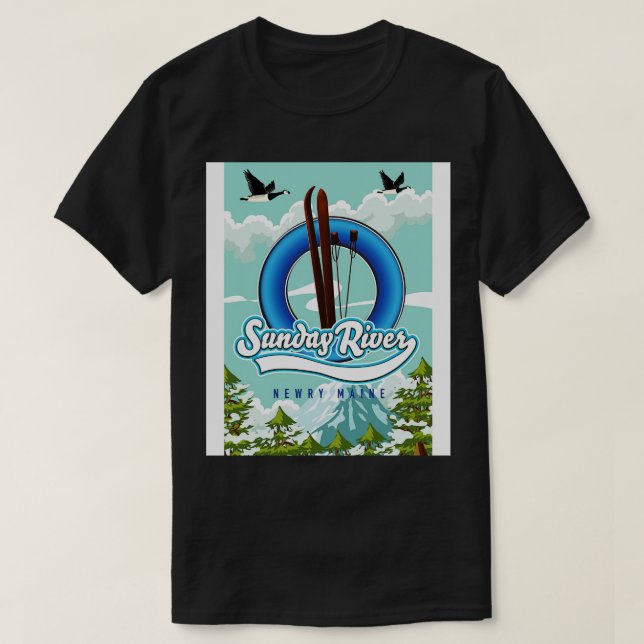Camiseta Poster de viagens de Esqui do Sunday River Newry M (Frente do Design)