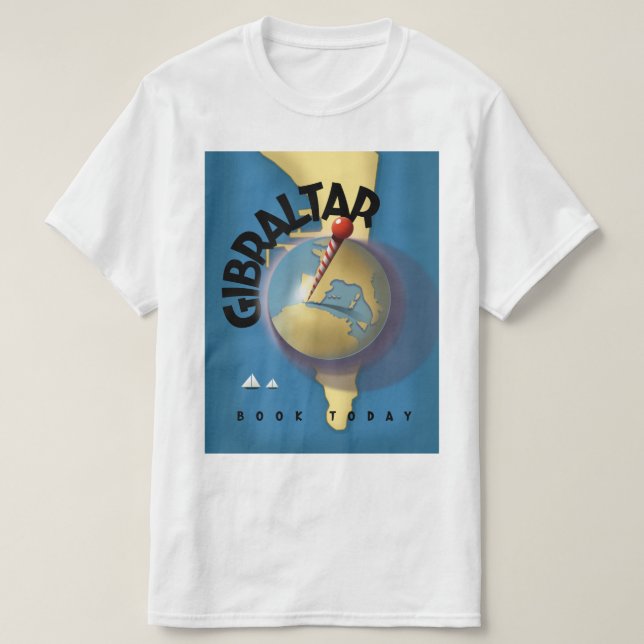 Camiseta Poster de viagens de Gibraltar (Frente do Design)