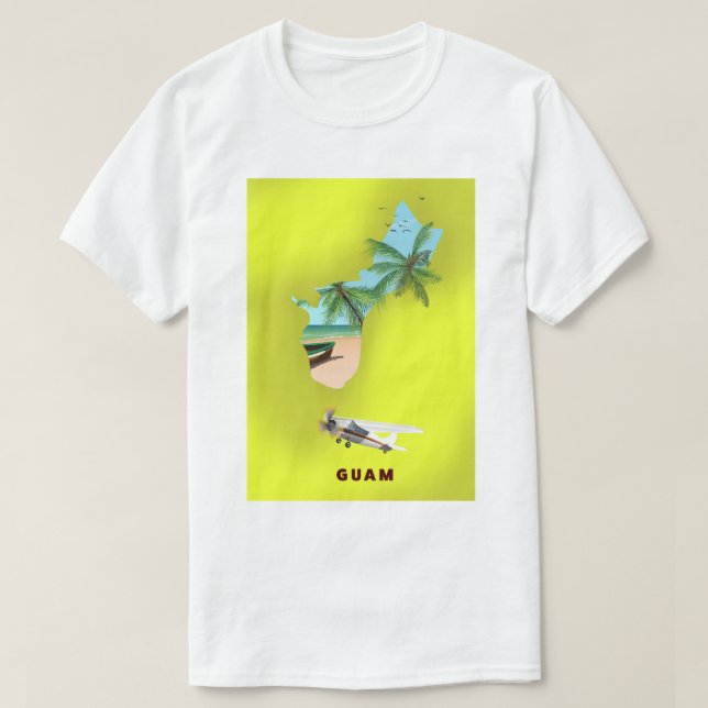 Camiseta Poster de viagens de mapa ilustrado por Guam (Frente do Design)