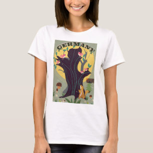 Camiseta Poster de viagens de paisagens de desenhos antigos