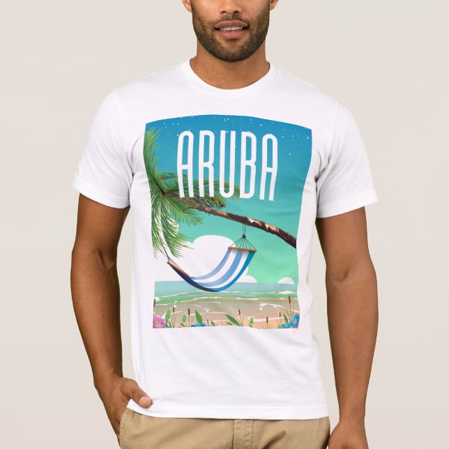 Camiseta Poster de viagens de praia de Aruba Hammock (Frente)