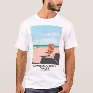 Camiseta Poster de viagens de praia de Llanbedrog Wales