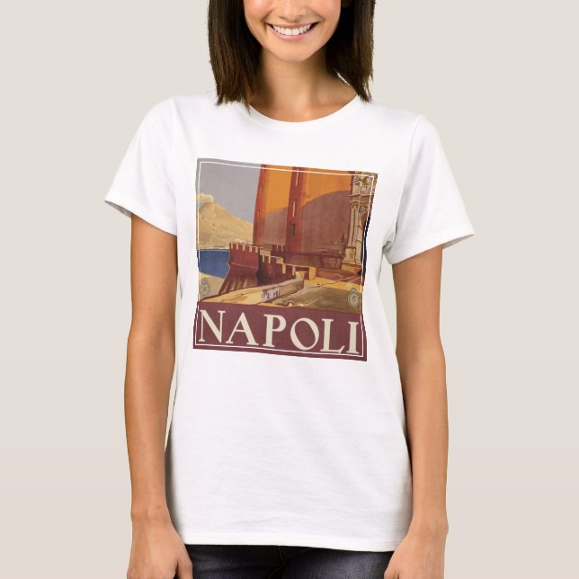 Camiseta Poster de viagens De Vesúvio E Baía De Nápoles (Frente)