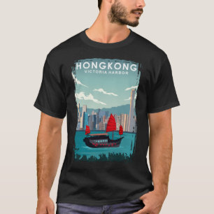 Camiseta Poster de viagens de Victoria Harbor de Hongkong