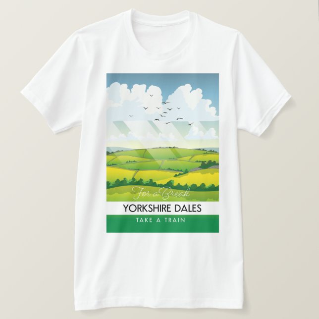 Camiseta Poster de viagens de Yorkshire Dales. (Frente do Design)