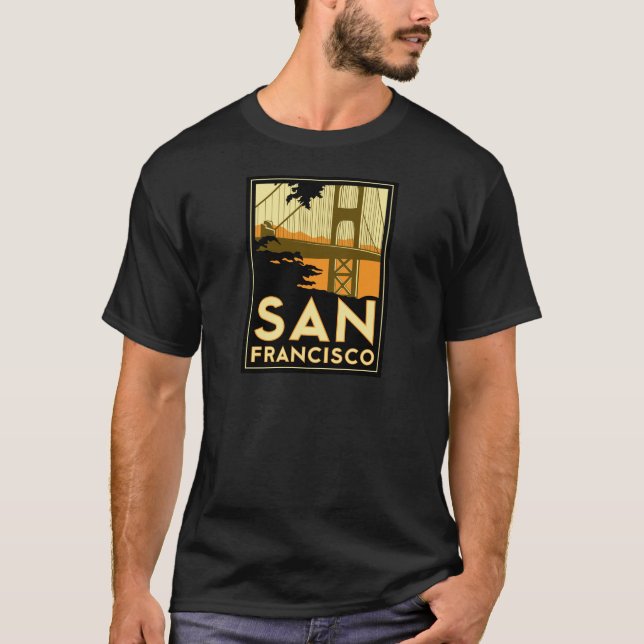 Camiseta Poster de viagens do art deco de San Francisco (Frente)