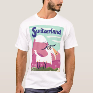 Camiseta Poster de viagens do estilo do vintage da suiça