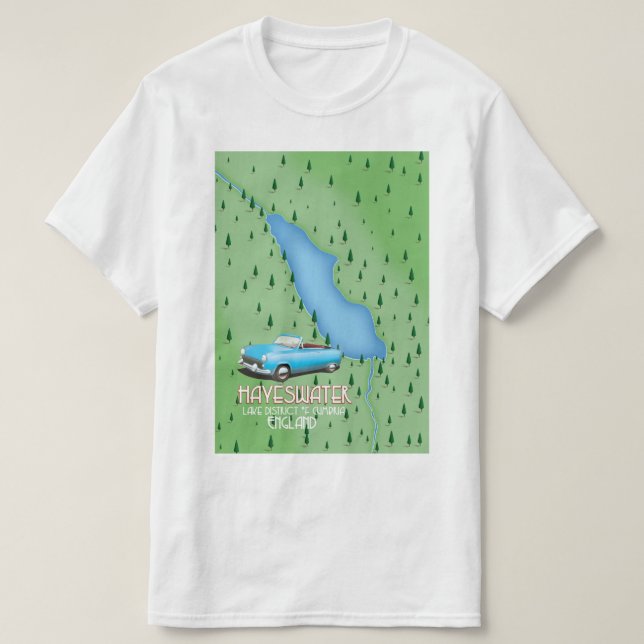 Camiseta Poster de viagens do mapa do distrito de Hayeswate (Frente do Design)