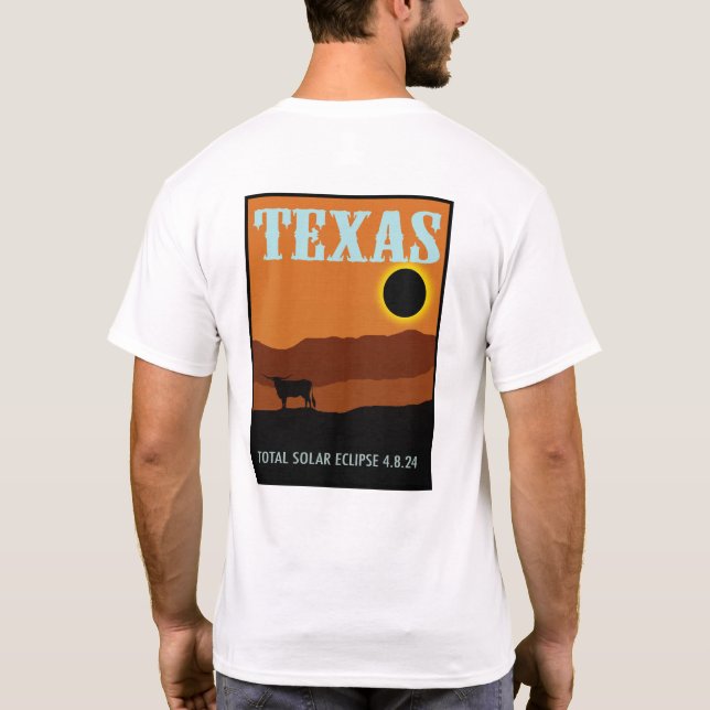Camiseta Poster de viagens Eclipse do Texas de dois lados (Verso)