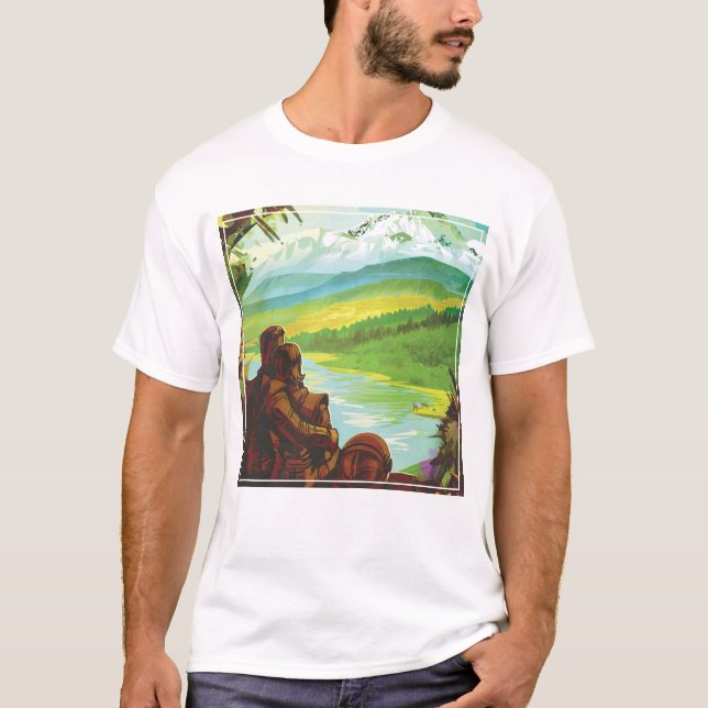 Camiseta Poster de viagens Espacial Retroativo E Missão De  (Frente)