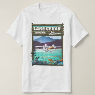 Camiseta poster de viagens estilo vintage do Lago Sevan Arm