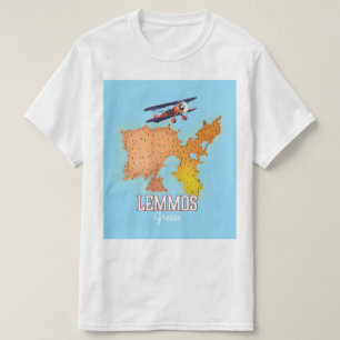 Camiseta Poster de viagens ilustrado de Lemmos mapa grego