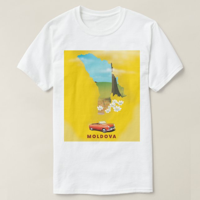 Camiseta Poster de viagens ilustrado do Mapa da Moldávia (Frente do Design)