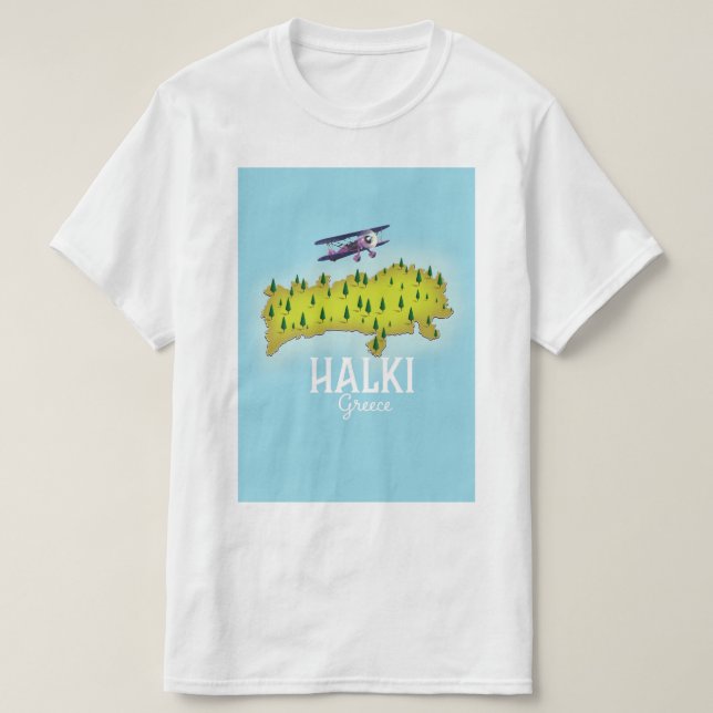 Camiseta Poster de viagens ilustrado do Mapa de Grécias Hal (Frente do Design)