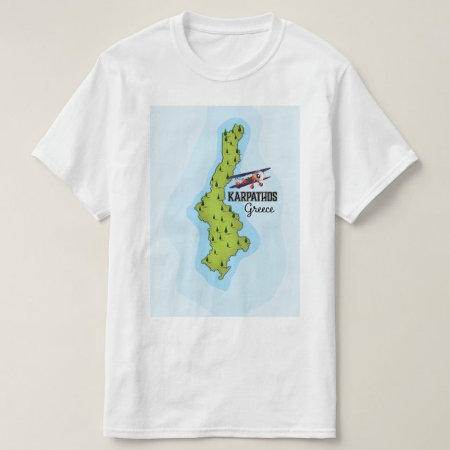 Camiseta Poster de viagens Ilustrado do Mapa Grego de Karpa (Frente do Design)