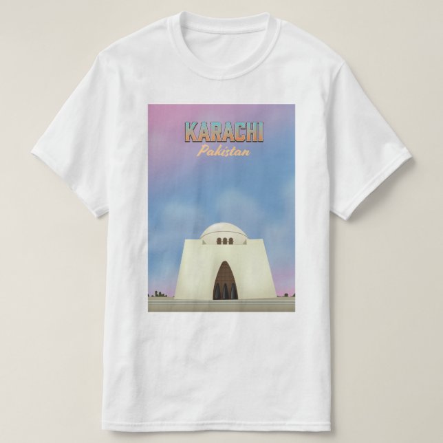 Camiseta Poster de viagens Karachi Paquistão (Frente do Design)